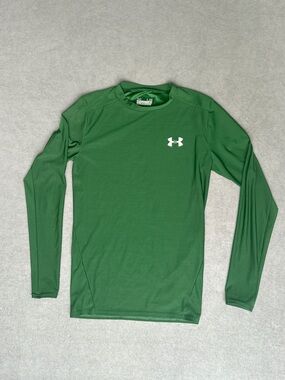 Under Armor Boys Size Large Long Sleeve Compression Shirt Heat Gear Forest Green